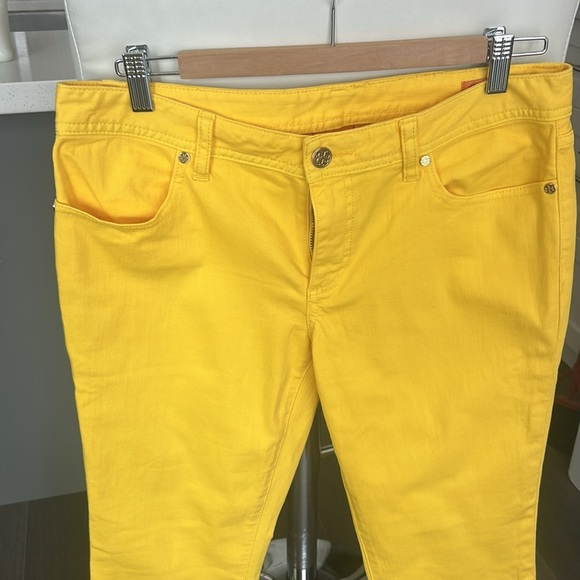 Tory Burch Cropped Slim Boot Stretch Jeans Yellow Size 30 - Picture 4 of 14